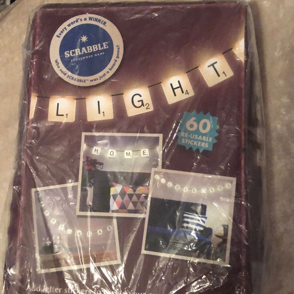 Scrabble letter string lights